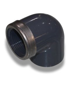 Elbow 90deg PVC 25mm x 3/4" FM PN16 w/reinforcement ring