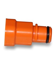 Übergangsstück orange von Druckregler auf Vierkantrohr 22mm